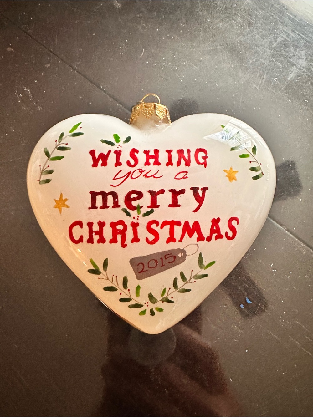 Pier 1 Li Bien Glass Painted Garland Heart Ornament 2015
